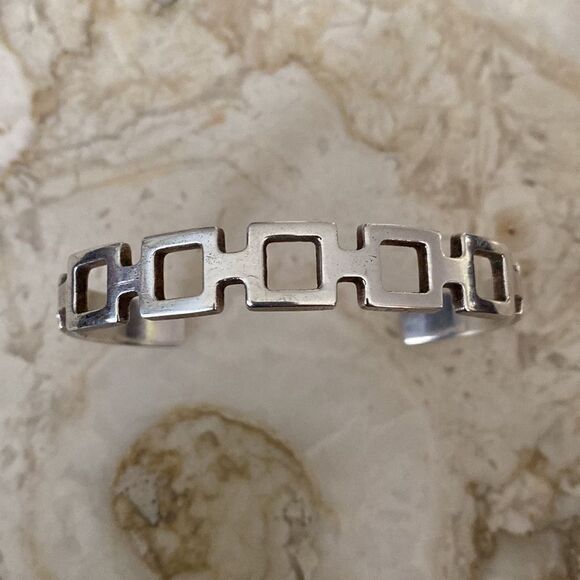 Vintage 925 Sterling Silver Cuff Bracelet Unisex - Picture 5 of 12